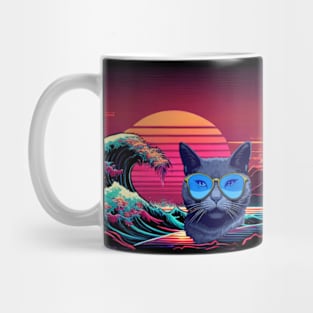 The Great Wave-80s Cyber cat Edition Mug